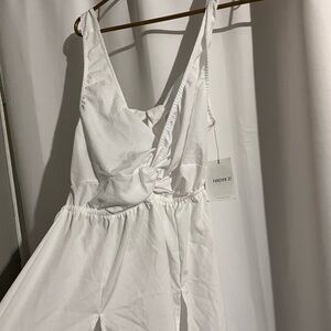 Forever 21 Crisp White V-Neck Dress